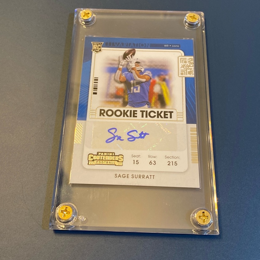 2021 Sage Surratt Detroit Lions Signed Panini Rookie Card